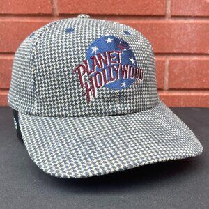 Vintage Planet Hollywood Houndstooth Hat – Wool Blend Snapback Cap